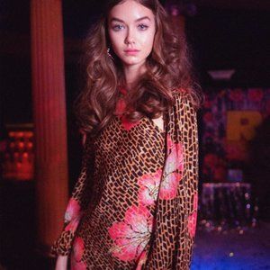 nwot rixo DALIA  HAWAII GIRAFFE CAMEL CORAL print mini dress